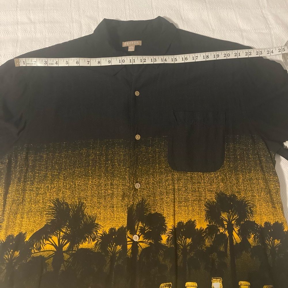 GEORGE Tropical Beer Bottle Hawaiian Button Down Shirt Black L 42-44 - Picture 3 of 10